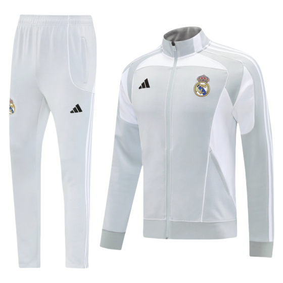 Real Madrid Training Kit White&amp;Grey 2025-26 (Jacket+Pants)
