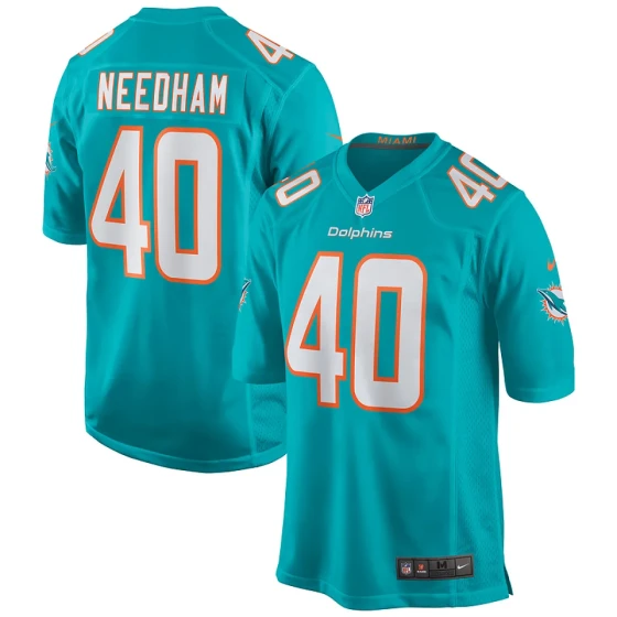 Men's Miami Dolphins Needham Aqua Game Jersey