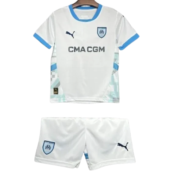24-25 Marseilles Home Soccer Kids Kit Jersey+Shorts