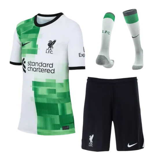 23-24 Kids Liverpool Away Whole Kit Jersey+Shorts+Socks