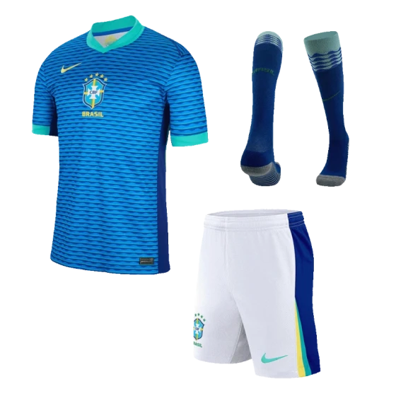 Kids Brazil Custom Away Full Soccer Kits 2024