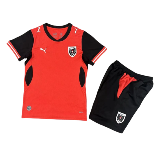 Austria World Cup 2026 Home Kids Short Sleeve Kit &amp; Jersey + Shorts Fan Version