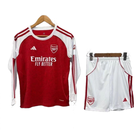 Arsenal 2025-26 Custom Home Long Sleeve Kids Football Kit &amp; Jersey