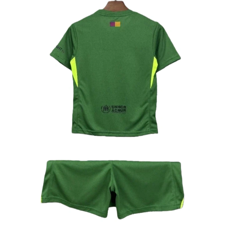 2025-26 Barcelona Goalkeeper Kids Football jersey Kit jersey+Shorts