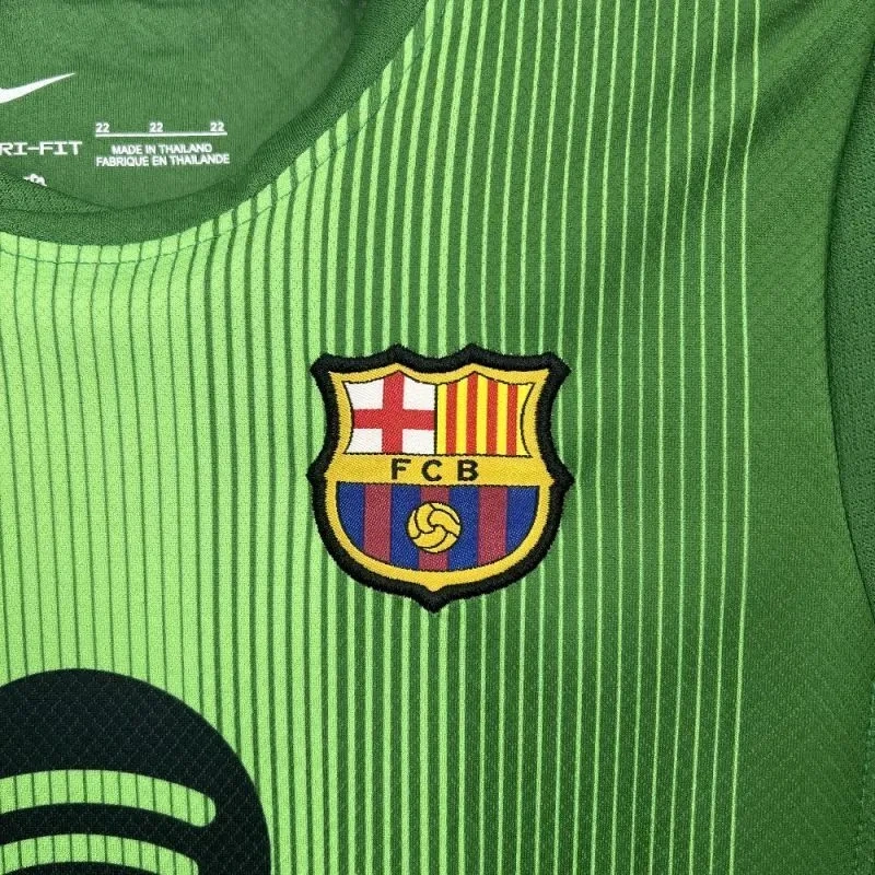 2025-26 Barcelona Goalkeeper Kids Football jersey Kit jersey+Shorts