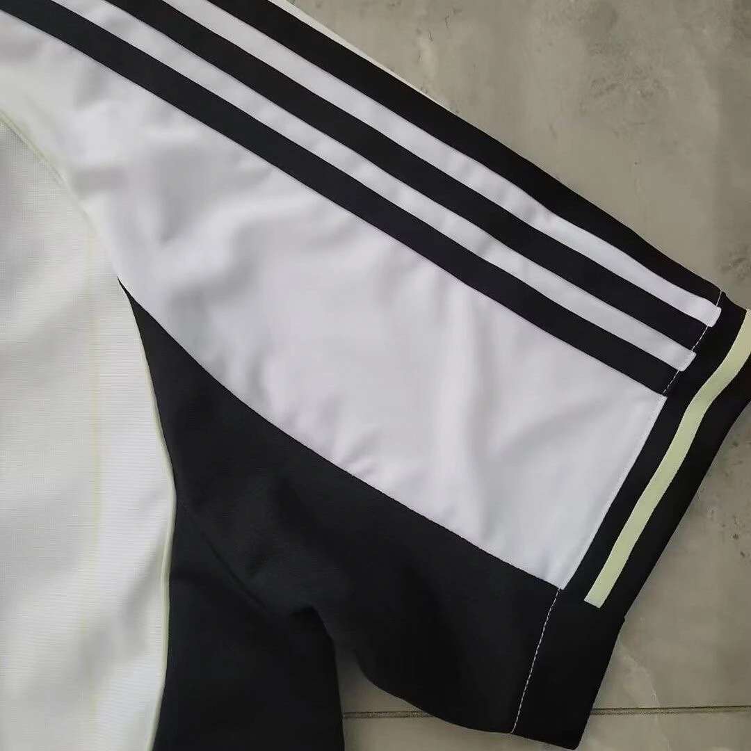 Real Madrid 2025-26 casual white striped short sleeved shirt