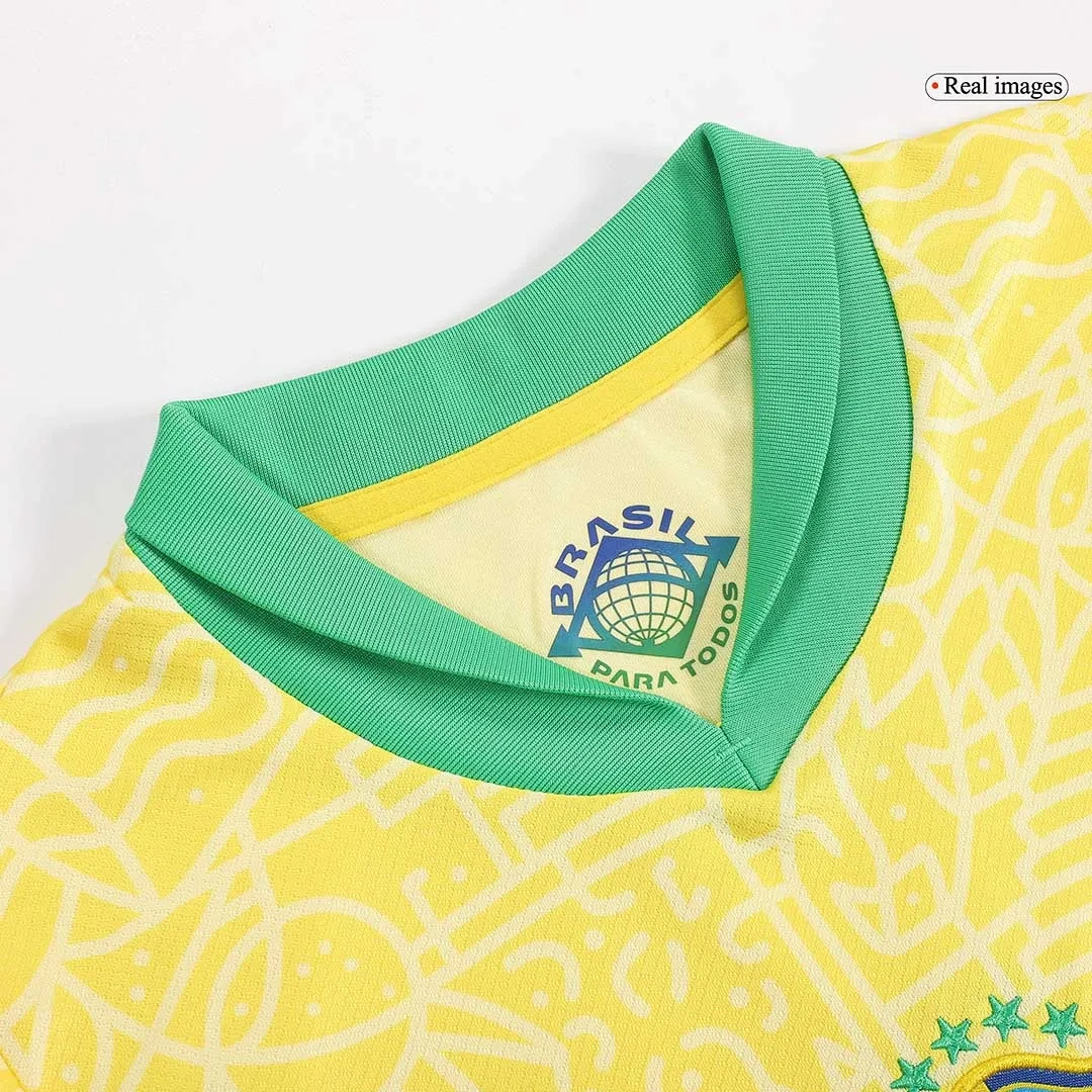Kids Brazil Custom Home Full Soccer Kits 2024