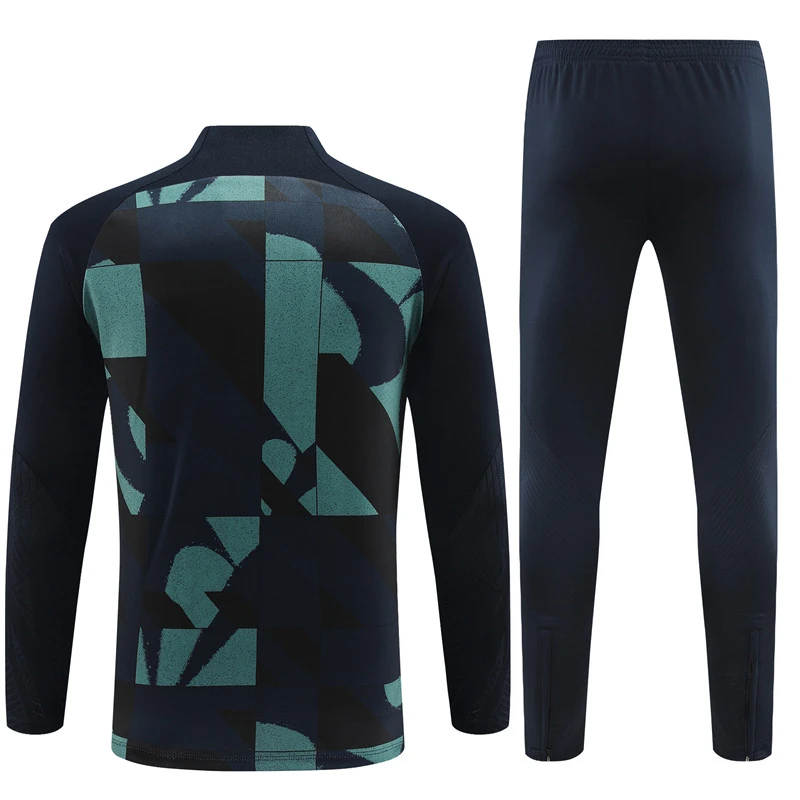 23-24 Barcelona Adults And Kids Training Suits Black&Green Tracksuits Jerseys