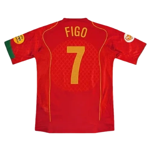 2004 Portugal Retro Jersey Home Euro Cup